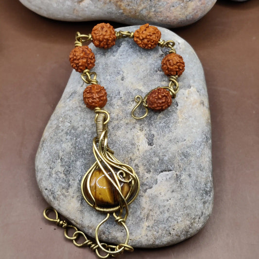 Kamal - Tiger's Eye and Rudraksha Bracelet 005