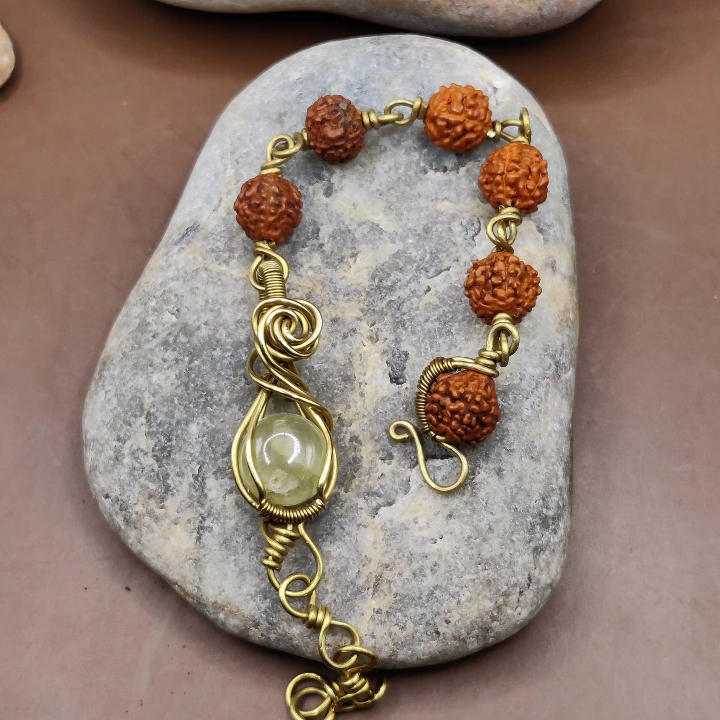 Kamal -Prehnite and Rudraksha Bracelet 004