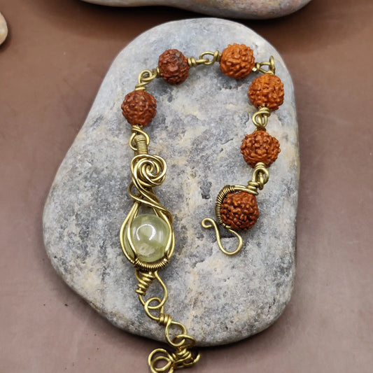 Kamal -Prehnite and Rudraksha Bracelet 004