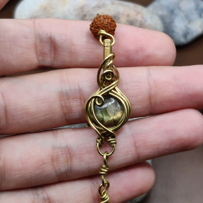 Kamal -Labradorite and Rudraksha Bracelet 004