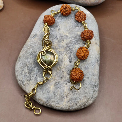 Kamal -Labradorite and Rudraksha Bracelet 004