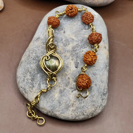 Kamal -Labradorite and Rudraksha Bracelet 004
