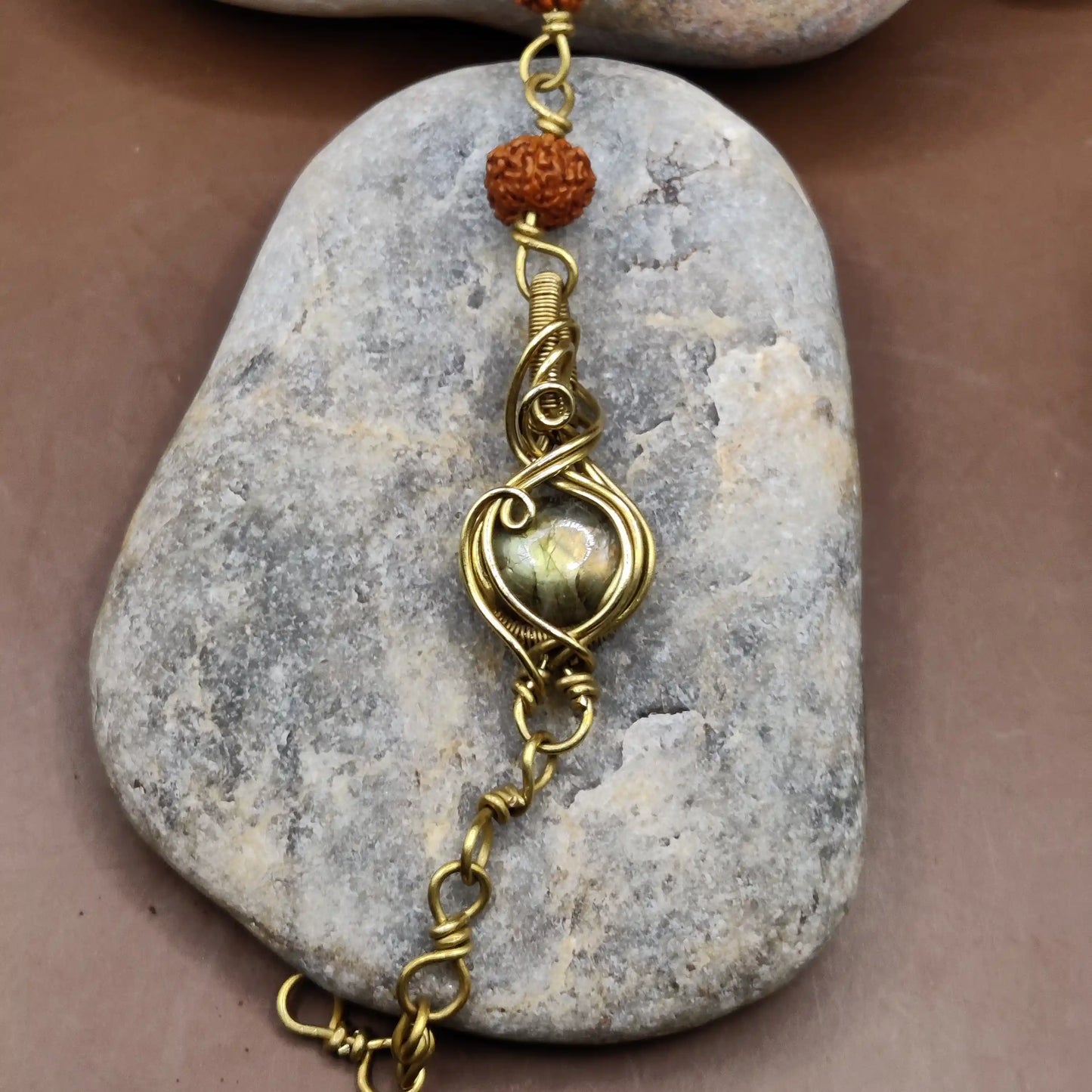Kamal -Labradorite and Rudraksha Bracelet 004