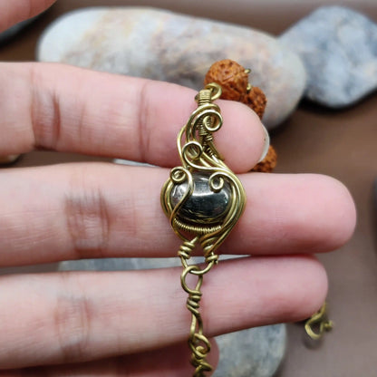 Kamal -Pyrite and Rudraksha Bracelet 005