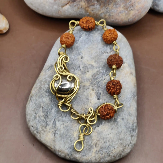 Kamal -Pyrite and Rudraksha Bracelet 005