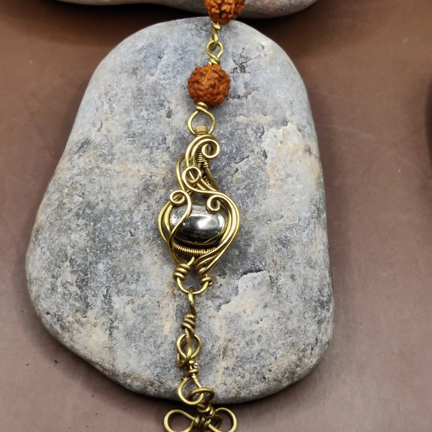 Kamal -Pyrite and Rudraksha Bracelet 005