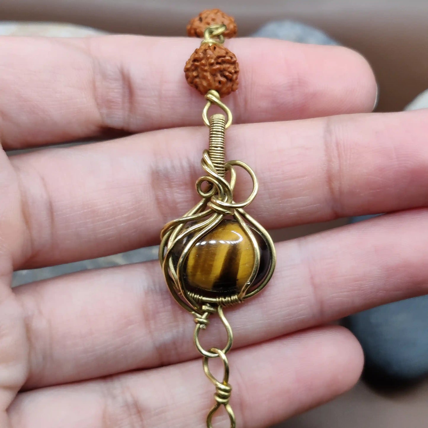 Kamal - Tiger's Eye and Rudraksha Bracelet 006