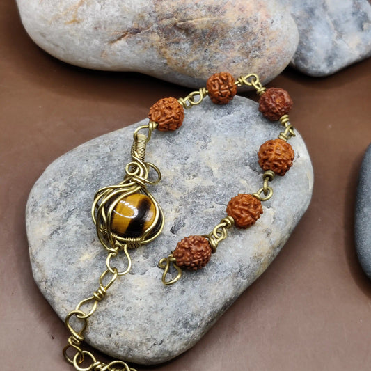 Kamal - Tiger's Eye and Rudraksha Bracelet 006