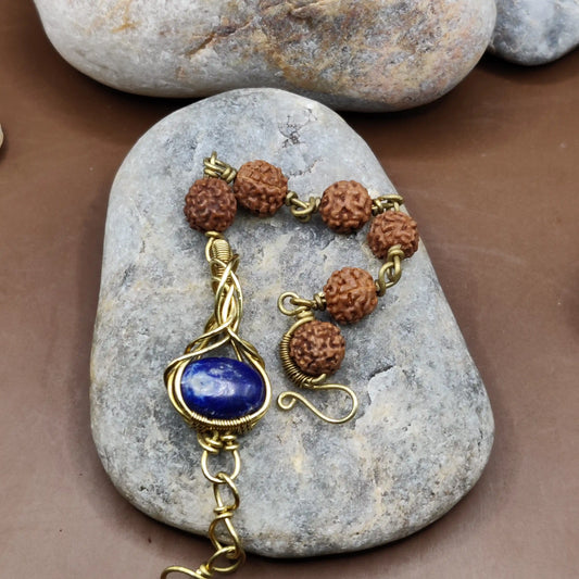 Kamal -Lapis Lazuli and Rudraksha Bracelet 008