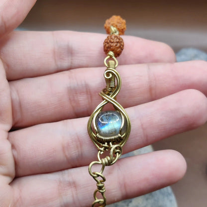 Kamal -Labradorite and Rudraksha Bracelet 006