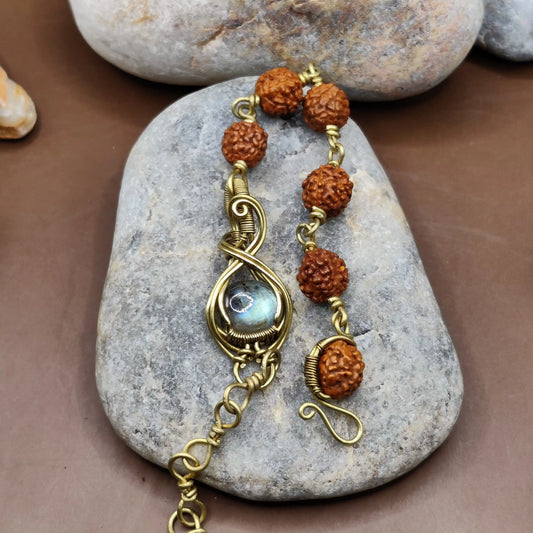 Kamal -Labradorite and Rudraksha Bracelet 006