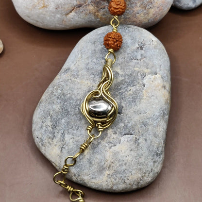 Kamal -Pyrite and Rudraksha Bracelet 007