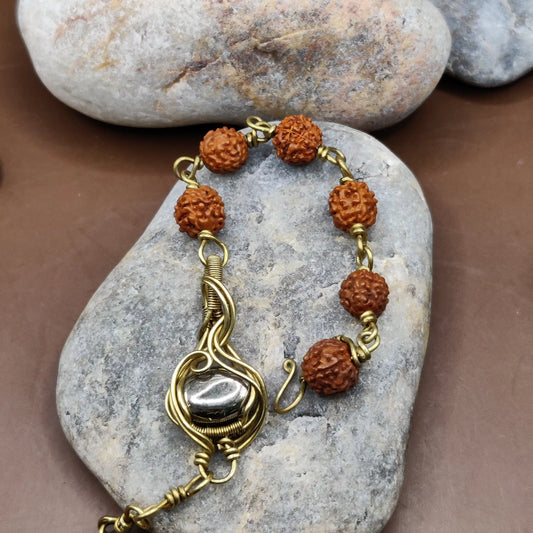 Kamal -Pyrite and Rudraksha Bracelet 007