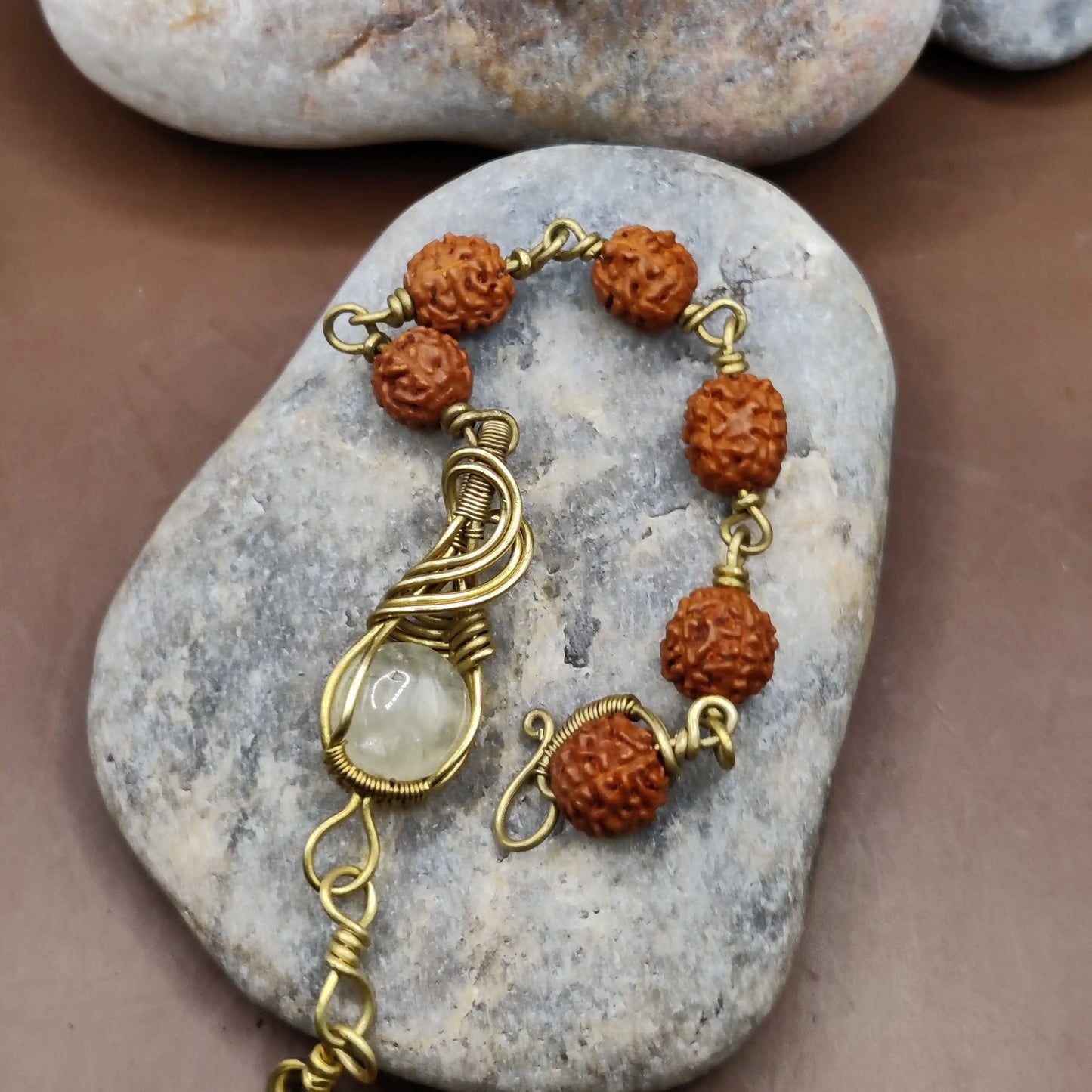 Kamal -Prehnite and Rudraksha Bracelet 005