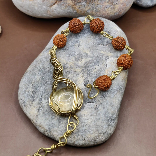 Kamal -Citrine and Rudraksha Bracelet 005