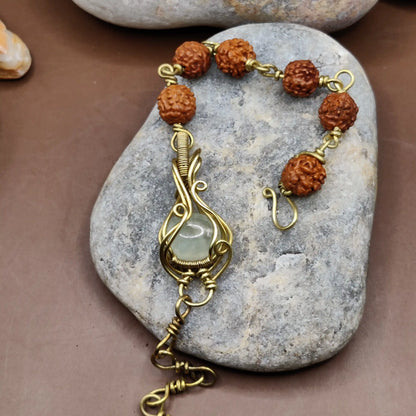 Kamal -Prehnite and Rudraksha Bracelet 006