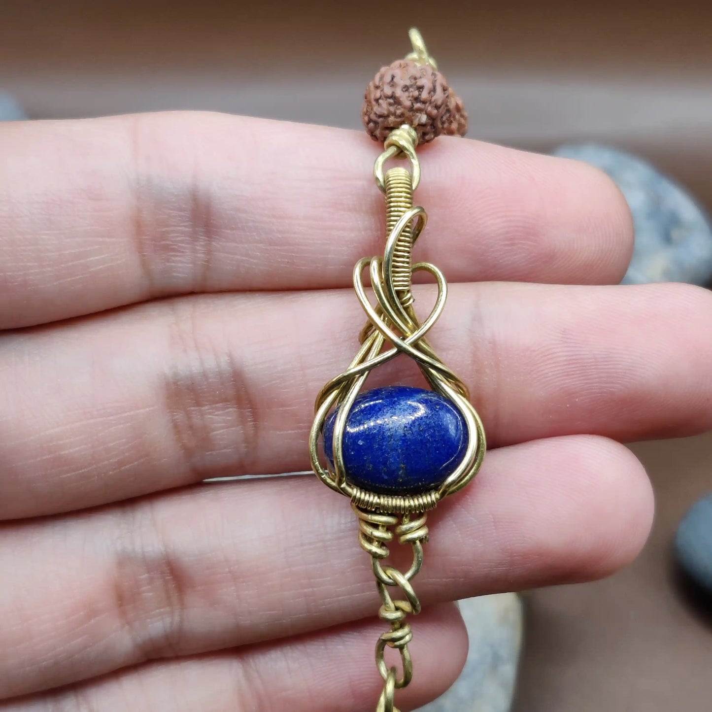Kamal -Lapis Lazuli and Rudraksha Bracelet 007