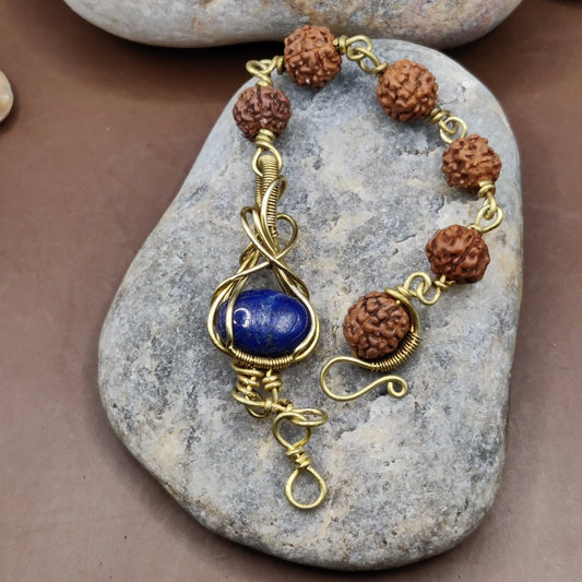 Kamal -Lapis Lazuli and Rudraksha Bracelet 007