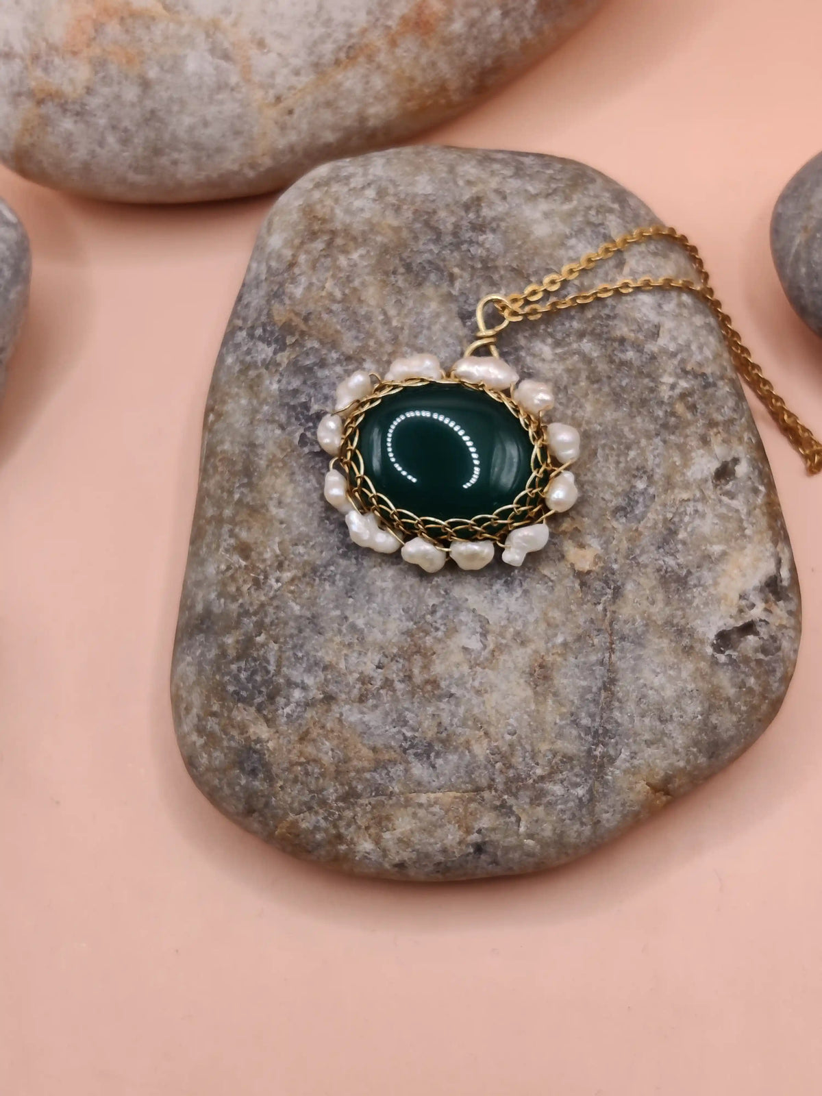 Mina -Green Onyx and Pearl Necklace