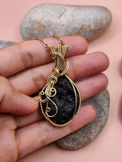 Aadhya - Raw Tektite (Chintamani) Necklace 001