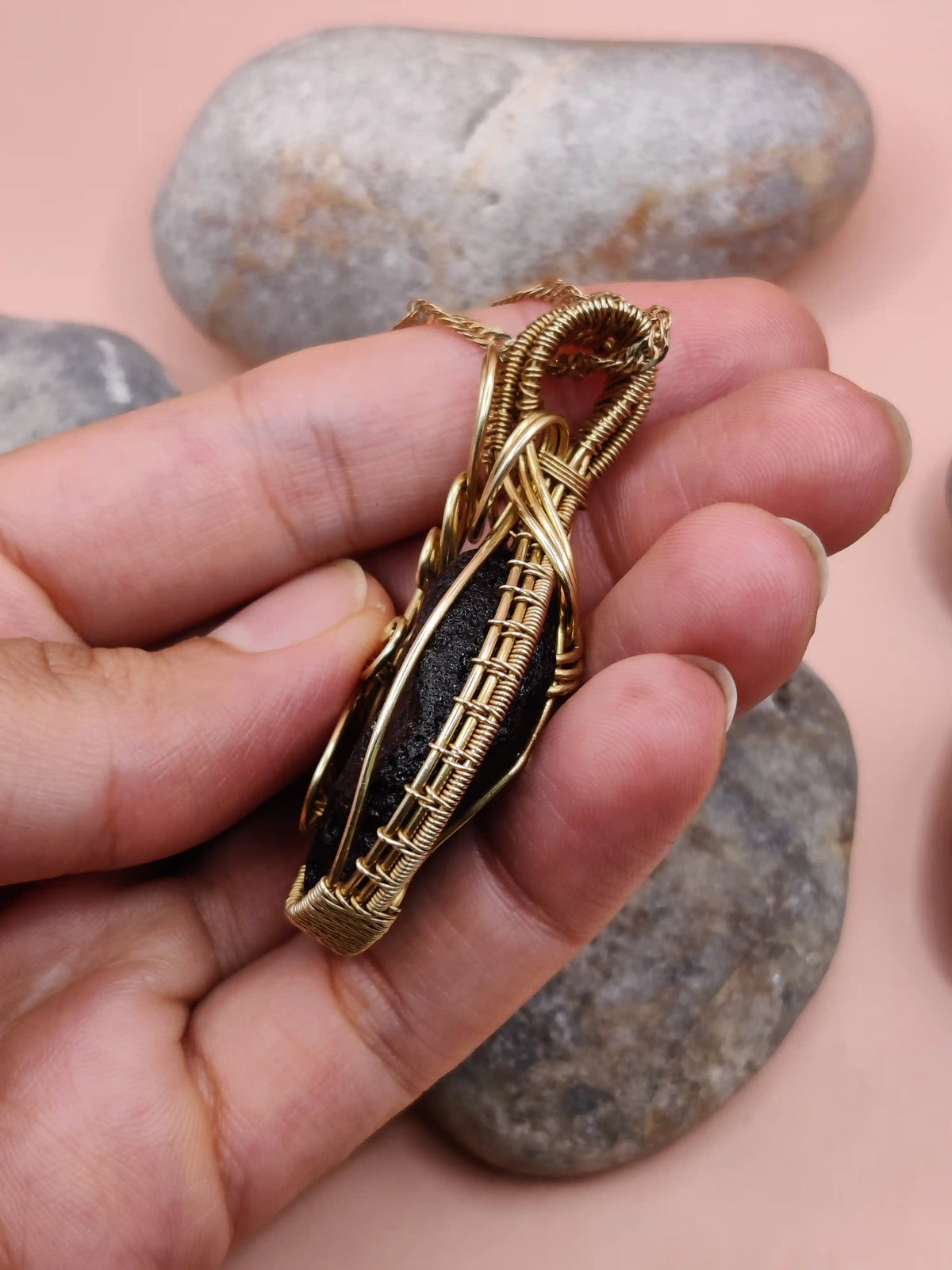 Aadhya - Raw Tektite (Chintamani) Necklace 001