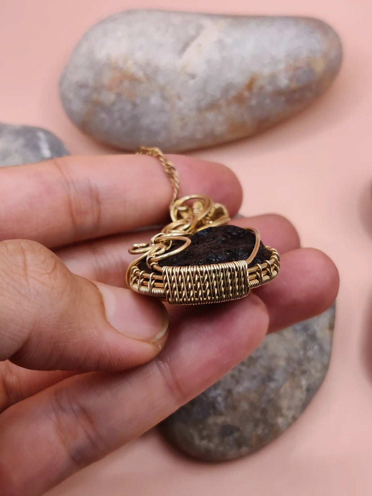 Aadhya - Raw Tektite (Chintamani) Necklace 001