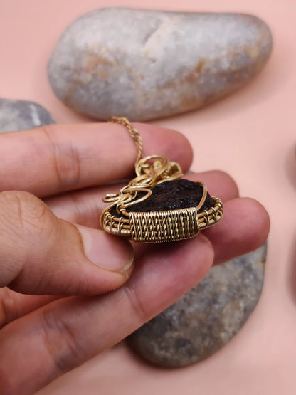 Aadhya - Raw Tektite (Chintamani) Necklace 001