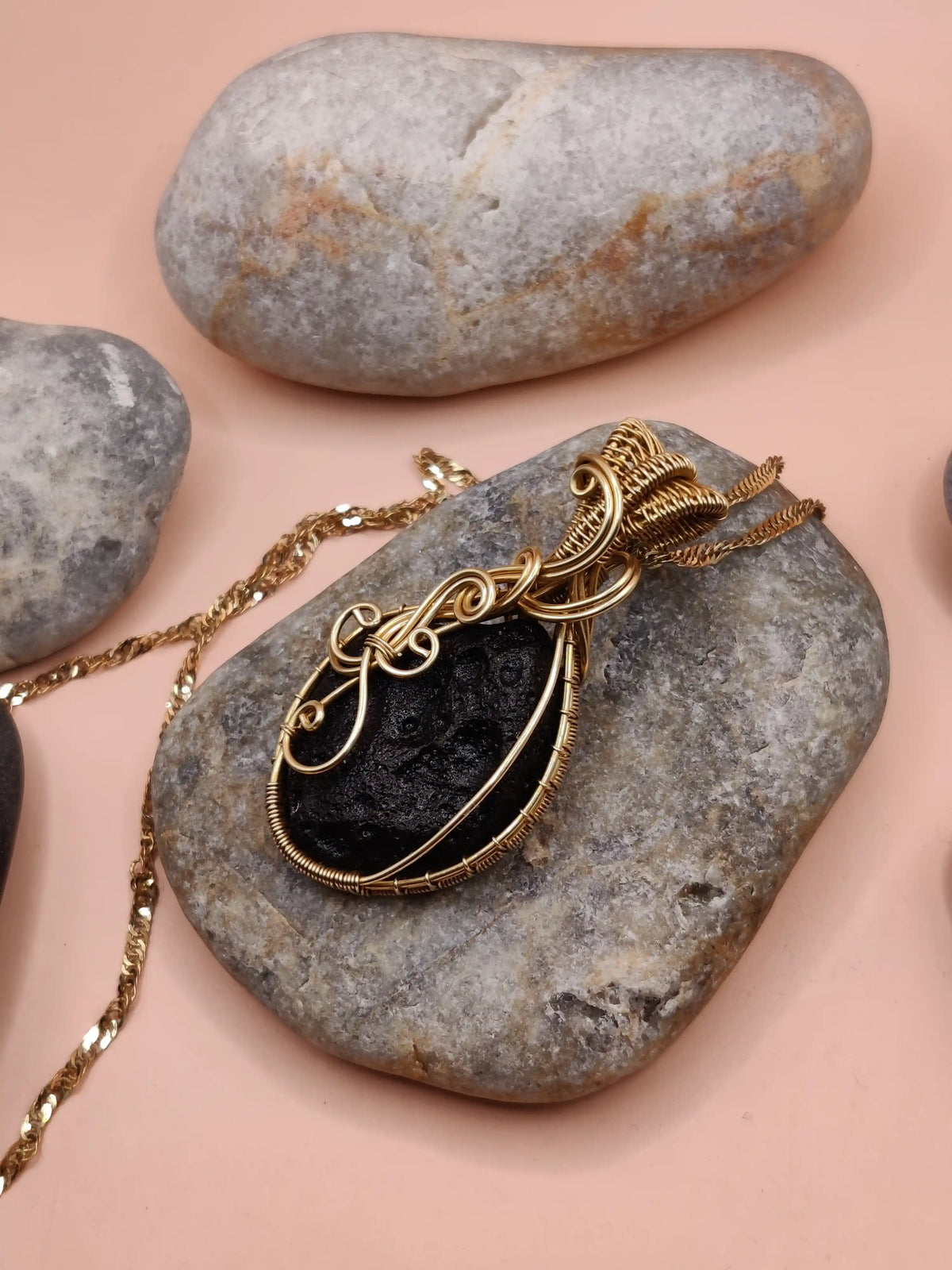 Aadhya - Raw Tektite (Chintamani) Necklace 001