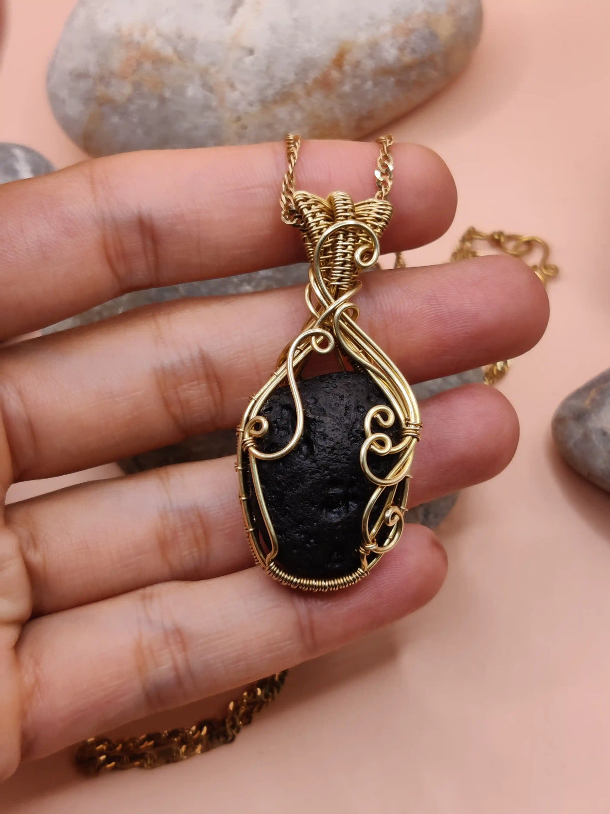 Aadhya - Raw Tektite (Chintamani) Necklace 002