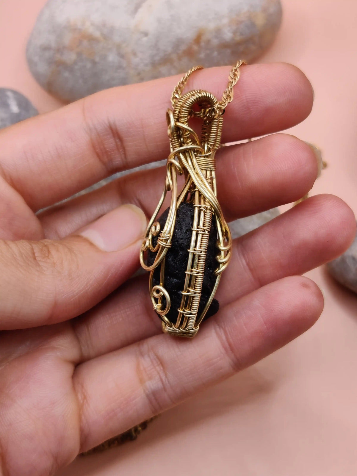 Aadhya - Raw Tektite (Chintamani) Necklace 002