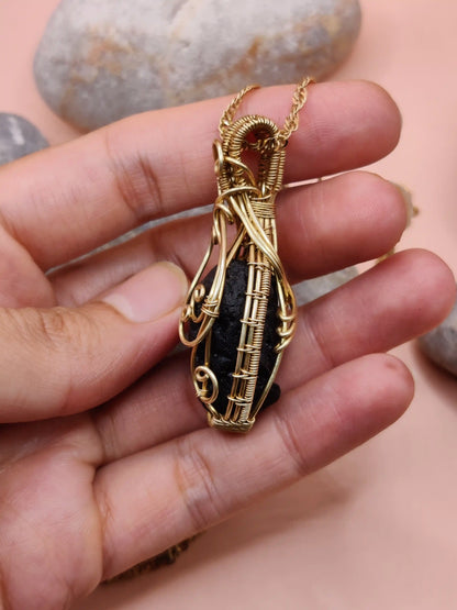 Aadhya - Raw Tektite (Chintamani) Necklace 002
