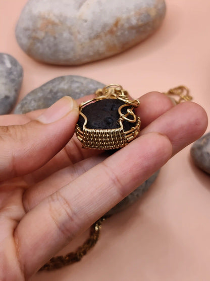 Aadhya - Raw Tektite (Chintamani) Necklace 002