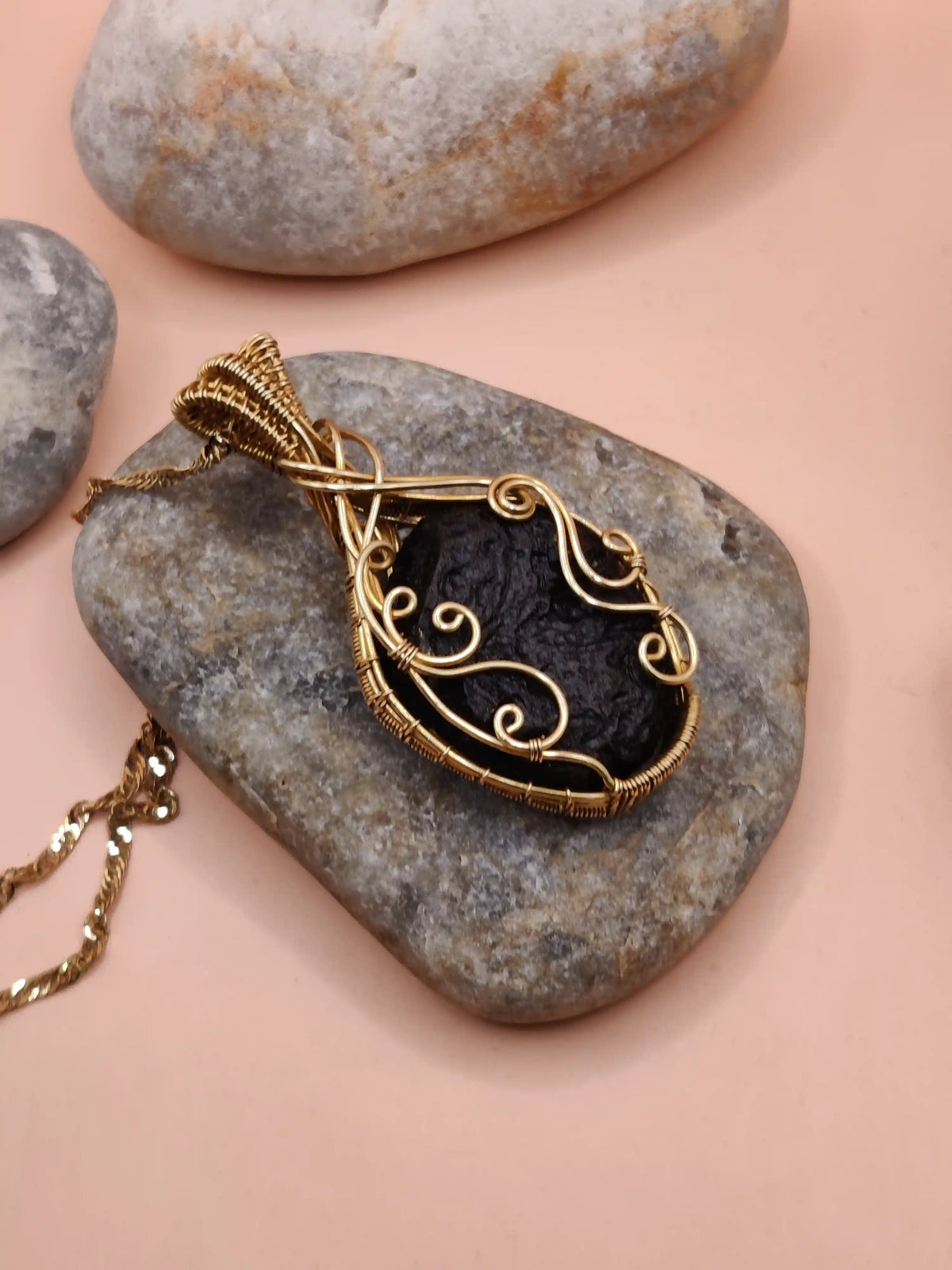 Aadhya - Raw Tektite (Chintamani) Necklace 003