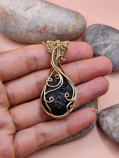 Aadhya - Raw Tektite (Chintamani) Necklace 004