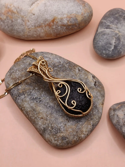 Aadhya - Raw Tektite (Chintamani) Necklace 004