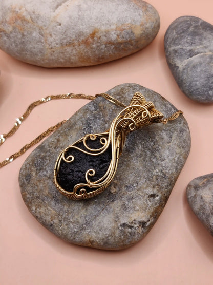 Aadhya - Raw Tektite (Chintamani) Necklace 004