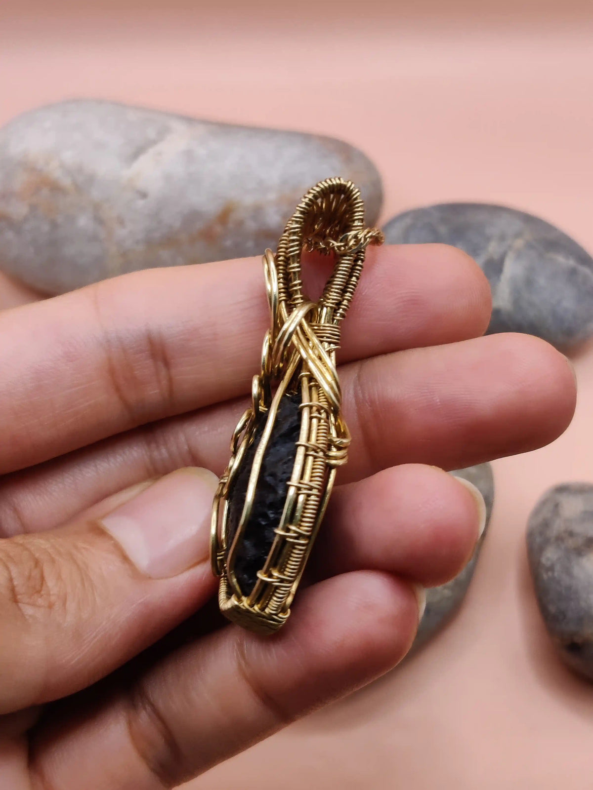 Aadhya - Raw Tektite (Chintamani) Necklace 005