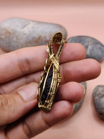 Aadhya - Raw Tektite (Chintamani) Necklace 005