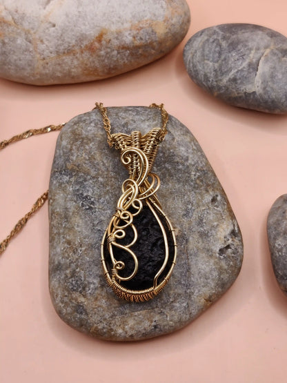 Aadhya - Raw Tektite (Chintamani) Necklace 005