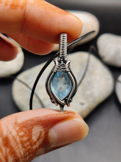 Prabal - Aquamarine Silver Pendant