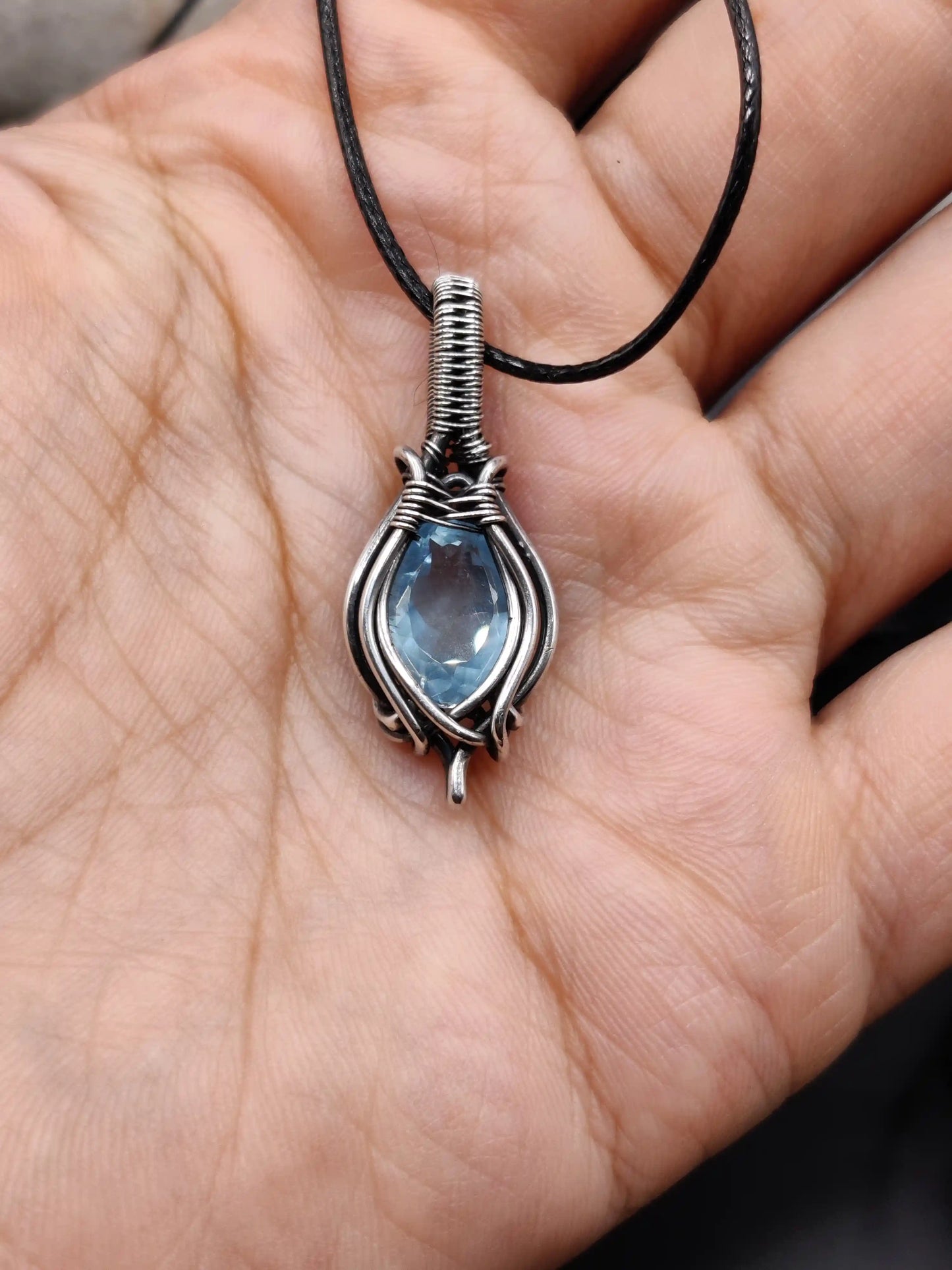 Prabal - Aquamarine Silver Pendant