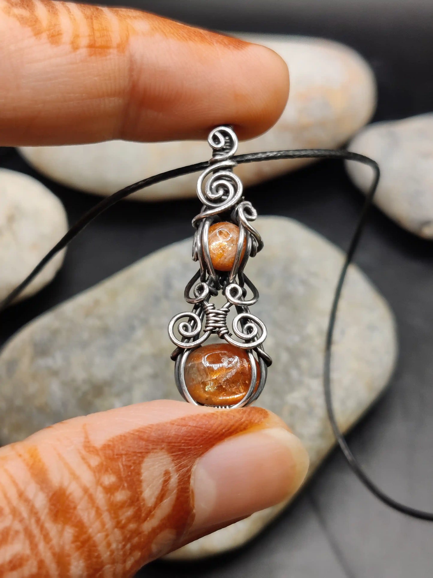 Jenil - Sunstone Silver Pendant
