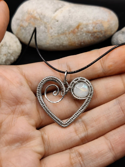 Sai - Rainbow Moonstone Silver Pendant