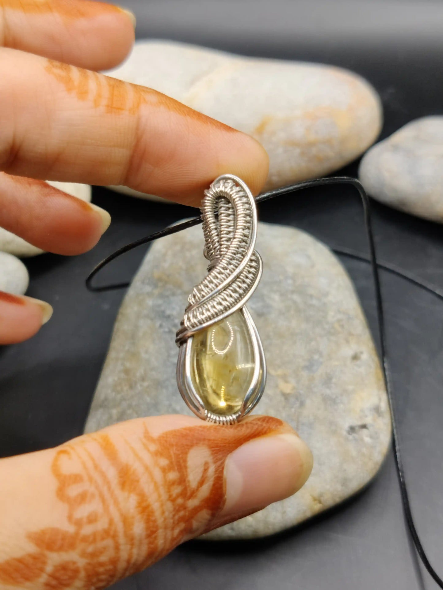 Anushka - Citrine Silver Pendant