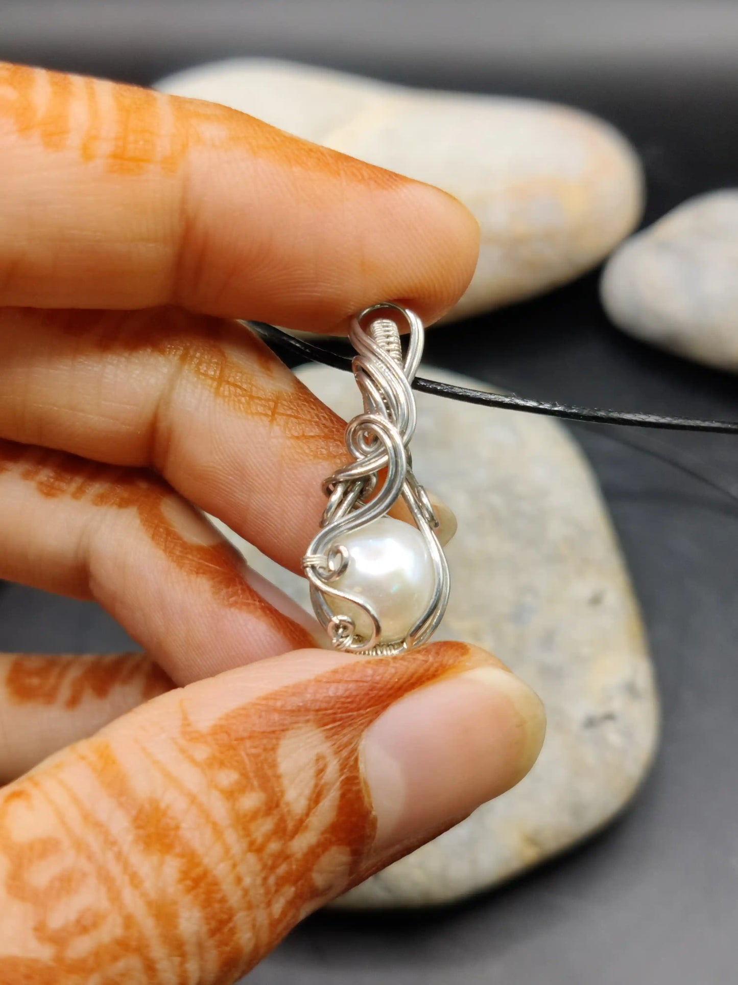Chandna - Pearl Silver Pendant 002