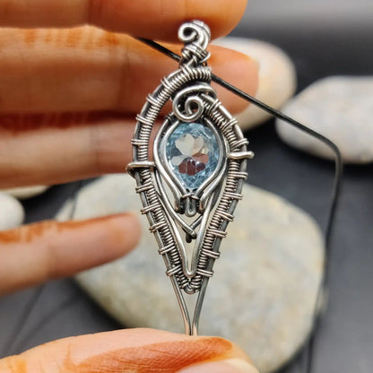 Geetika - Blue Topaz Silver Pendant