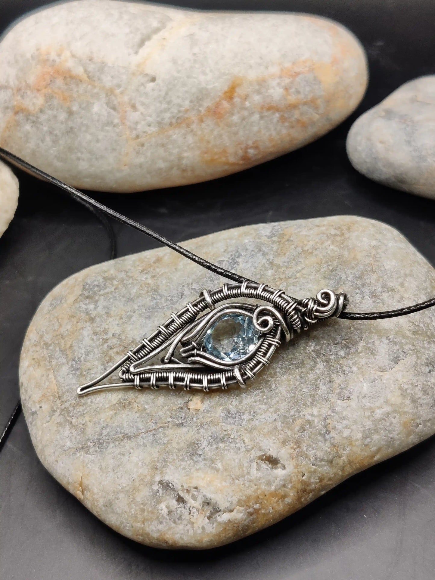 Geetika - Blue Topaz Silver Pendant