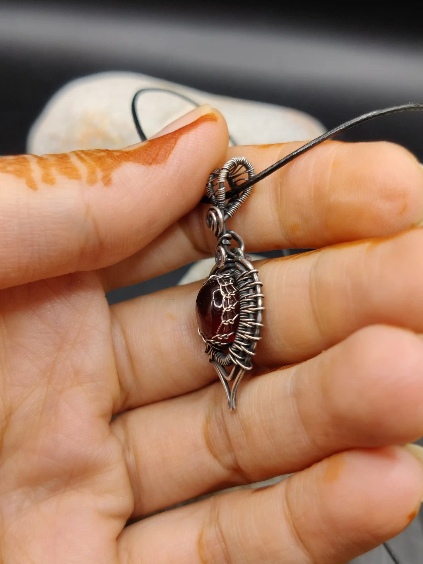 Pallavi - Hessonite Garnet Silver Pendant