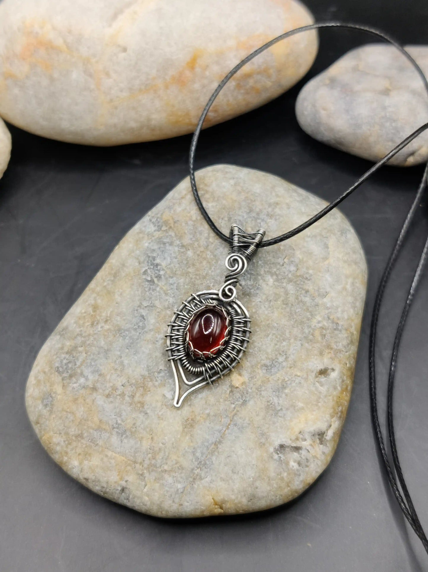 Pallavi - Hessonite Garnet Silver Pendant