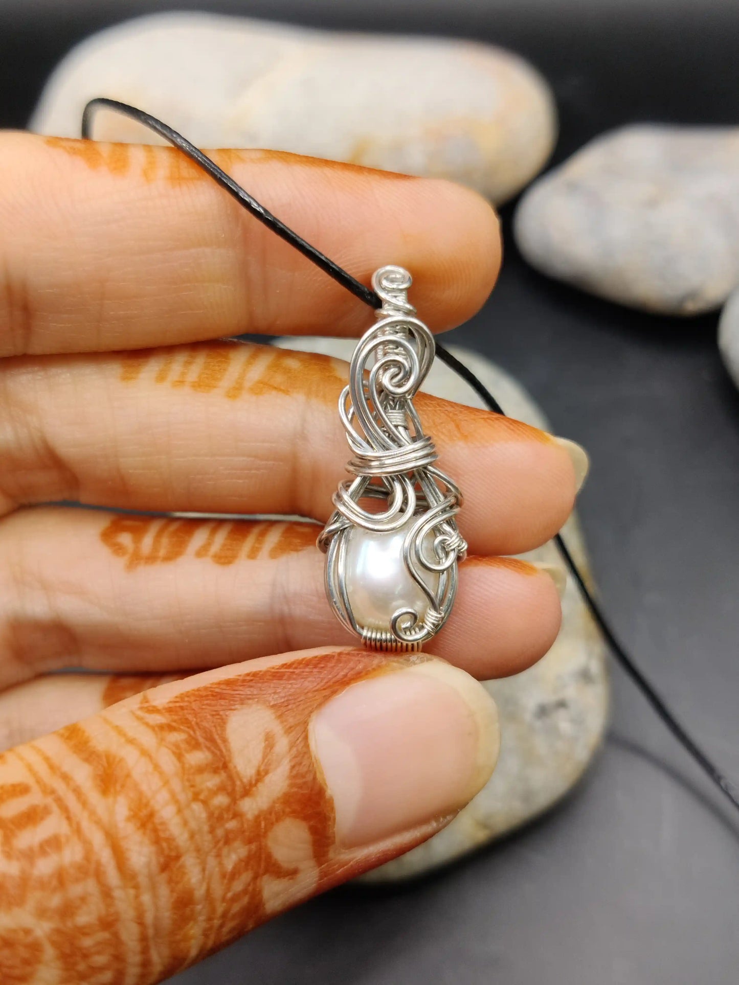 Chandna - Pearl Silver Pendant 003